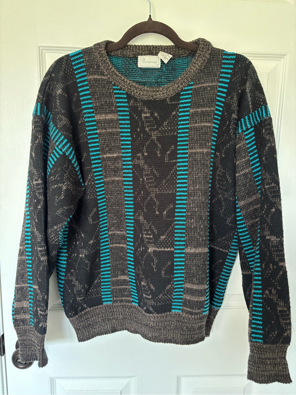 Grandpacore Cosby Sweater Grey and Teal Striped Knit 90’s Indie 90s VNT